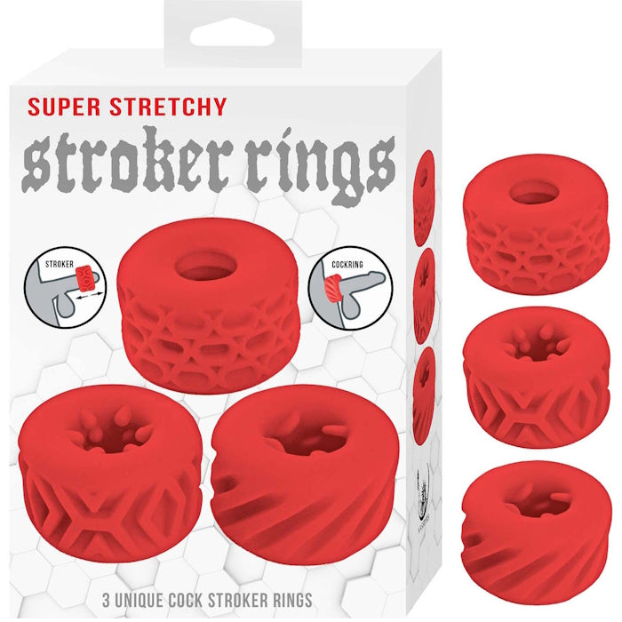 SUPER STRETCHY STROKER RINGS RED