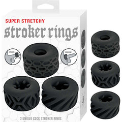 SUPER STRETCHY STROKER RINGS BLACK