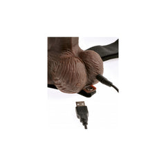 FF 8" HOLLOW RECHARGEABLE STRAP-ON WITH REMOTE - BROWN