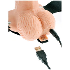 FF SERIES 6" HOLLOW STRAP-ON WITH REMOTE - LIGHT/BLACK