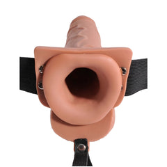 FFS 7" SQUIRTING HOLLOW STRAP-ON - TAN/BLACK