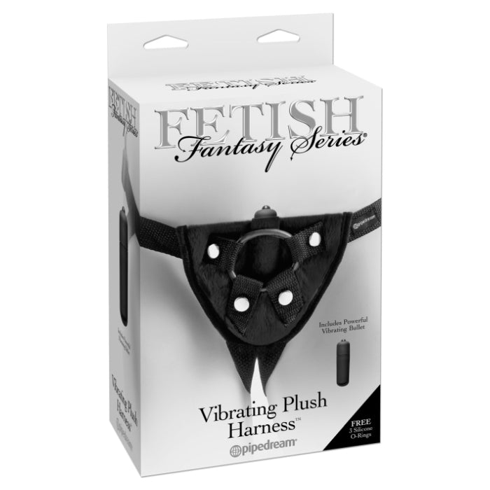 FF SERIES VIBRATING PLUSH HARNESS - BLACK