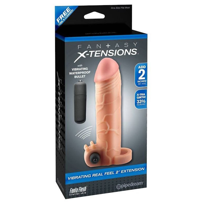 FANTASY X-TENSIONS VIBRATING REAL FEELS 2" EXTENSION - LIGHT