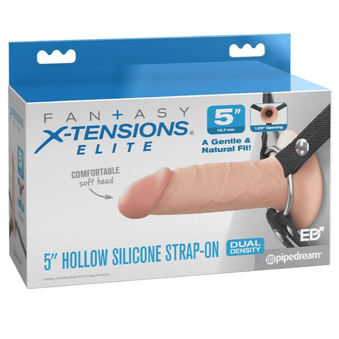 FANTASY X-TENSIONS ELITE 5 HOLLOW SILICONE STRAP-ON - LIGHT