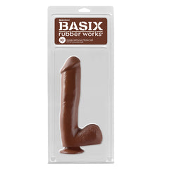 DILDO W/ SUCTION CUP 10" BROWN BASIX RUBBER WORKS