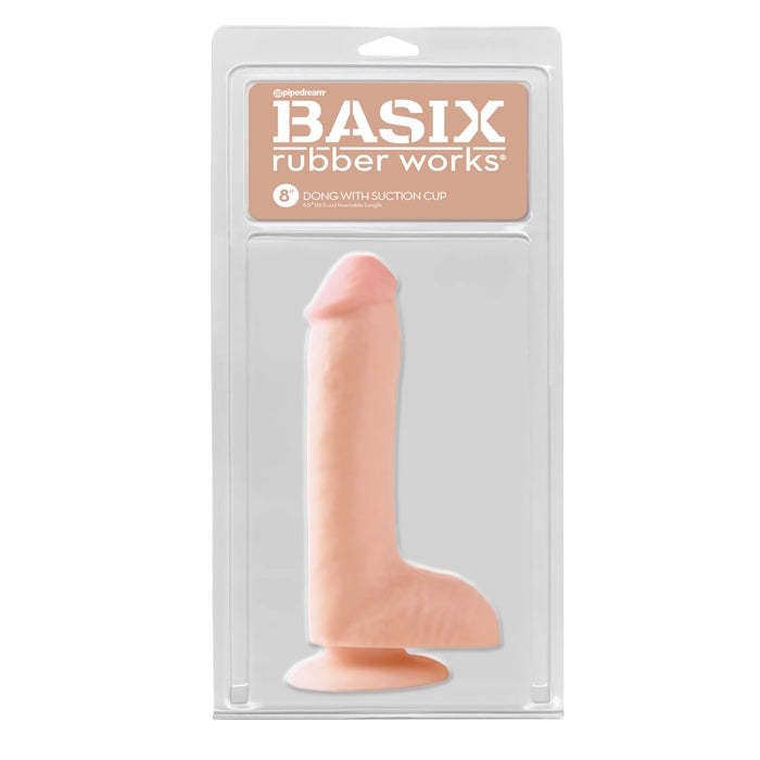 DILDO W/ SUCTION CUP 8" LIGHT BASIX RUBBER WORKS