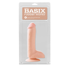 DILDO W/ SUCTION CUP 8" LIGHT BASIX RUBBER WORKS