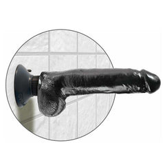 VIBE COCK W/ BALLS 9" BLACK KING COCK
