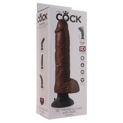 VIBE COCK W/ BALLS 10" BROWN KING COCK