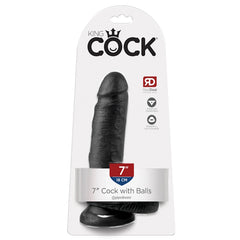 DILDO W/ BALLS 7" BLACK KING COCK