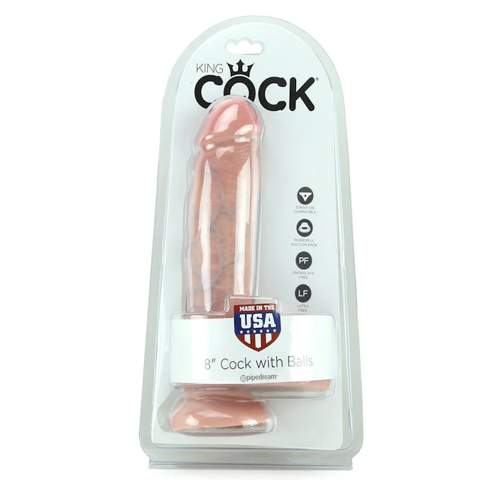 DILDO W/ BALLS 8" LIGHT KING COCK