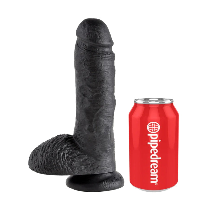 KING COCK 8" COCK W/ BALLS - BLACK