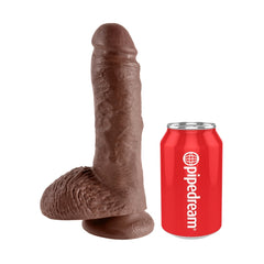DILDO W/ BALLS 8" BROWN KING COCK