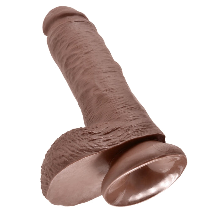 DILDO W/ BALLS 8" BROWN KING COCK