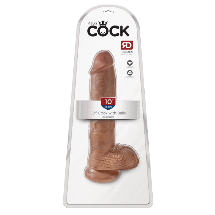 KING COCK 10" COCK WITH BALLS - TAN