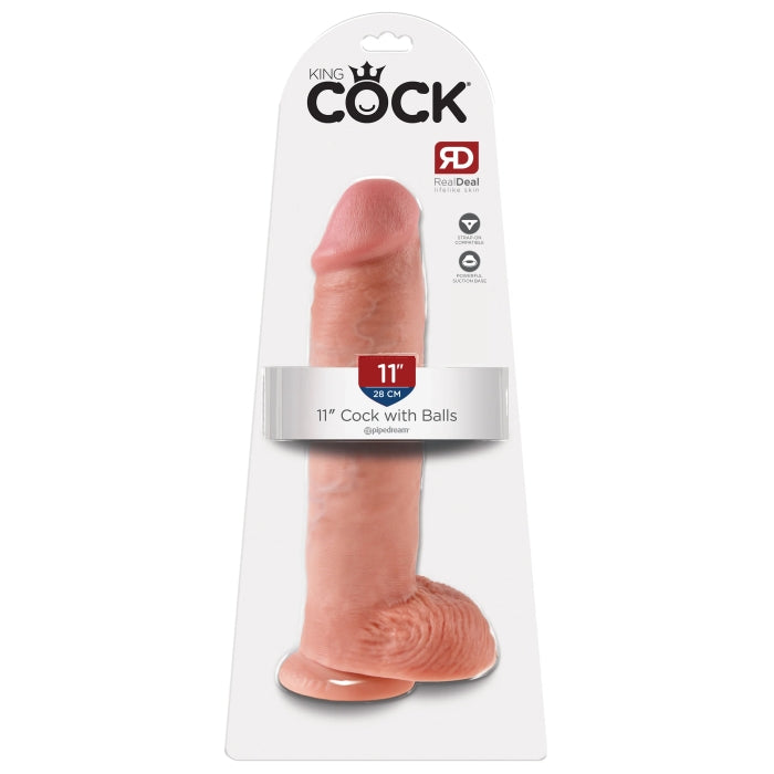 DILDO W/ BALLS 11" LIGHT KING COCK