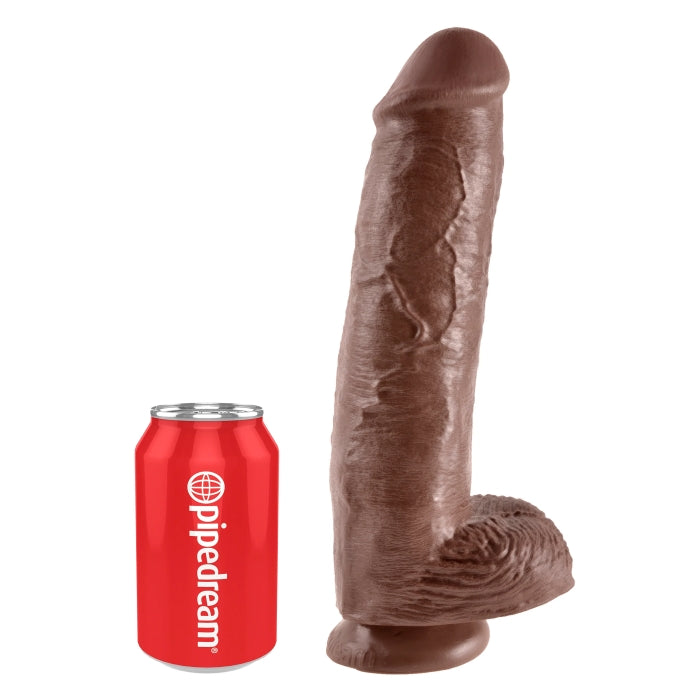 DILDO W/ BALLS 11" BROWN KING COCK