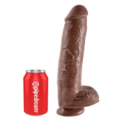 DILDO W/ BALLS 11" BROWN KING COCK