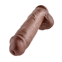 DILDO W/ BALLS 11" BROWN KING COCK