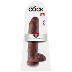 DILDO W/ BALLS 11" BROWN KING COCK