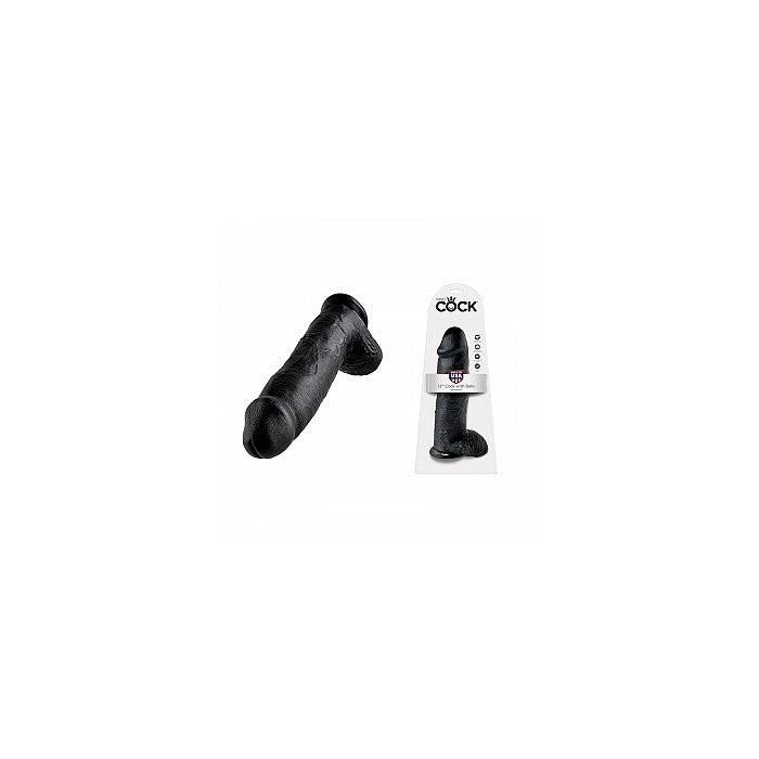 KING COCK 12IN COCK WITH BALLS - BLACK