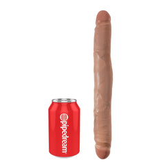 KING COCK 12" SLIM DOUBLE DILDO - TAN