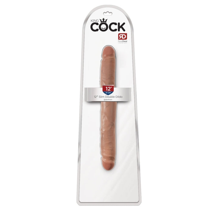 KING COCK 12" SLIM DOUBLE DILDO - TAN