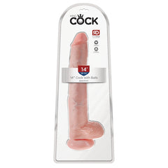 DILDO 14" W/ BALLS LIGHT KING COCK
