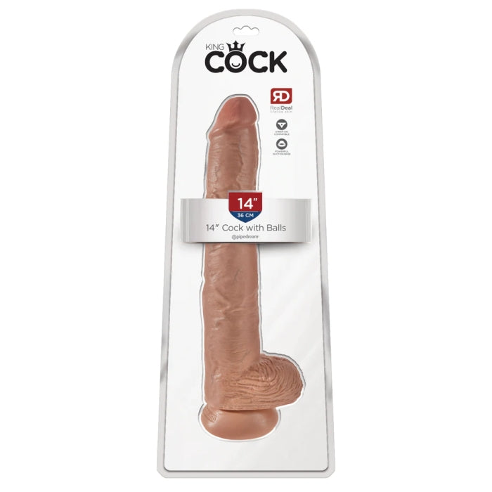 KING COCK 14" COCK W/ BALLS - TAN