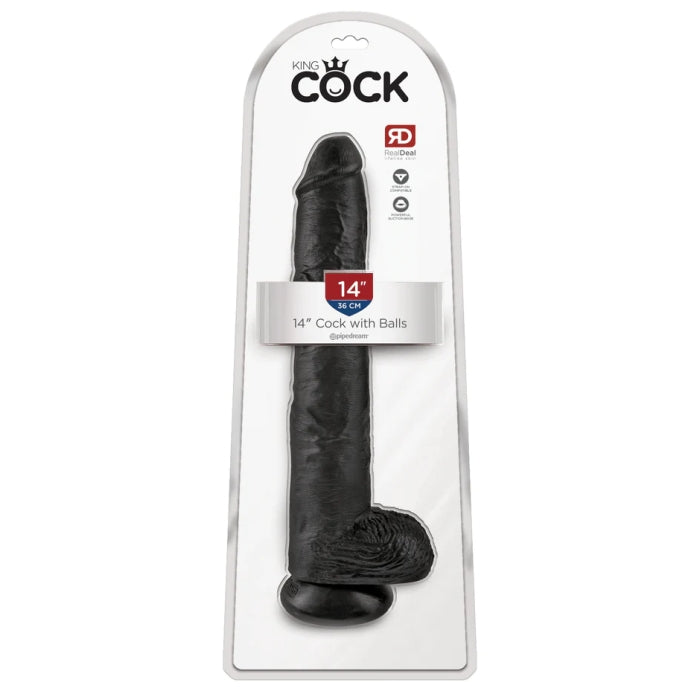 KING COCK 14" COCK W/ BALLS - BLACK