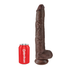 DILDO 14" W/ BALLS BROWN KING COCK