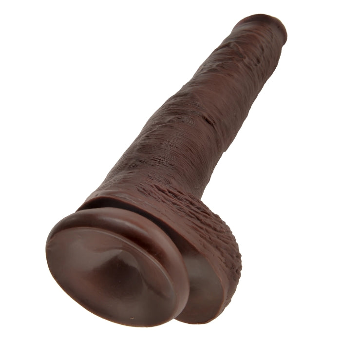 DILDO 14" W/ BALLS BROWN KING COCK