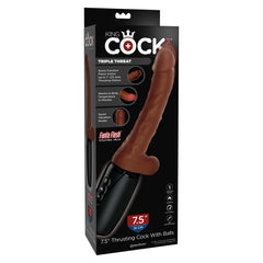 KCP 7.5" THRUSTING COCK WITH BALLS - BROWN