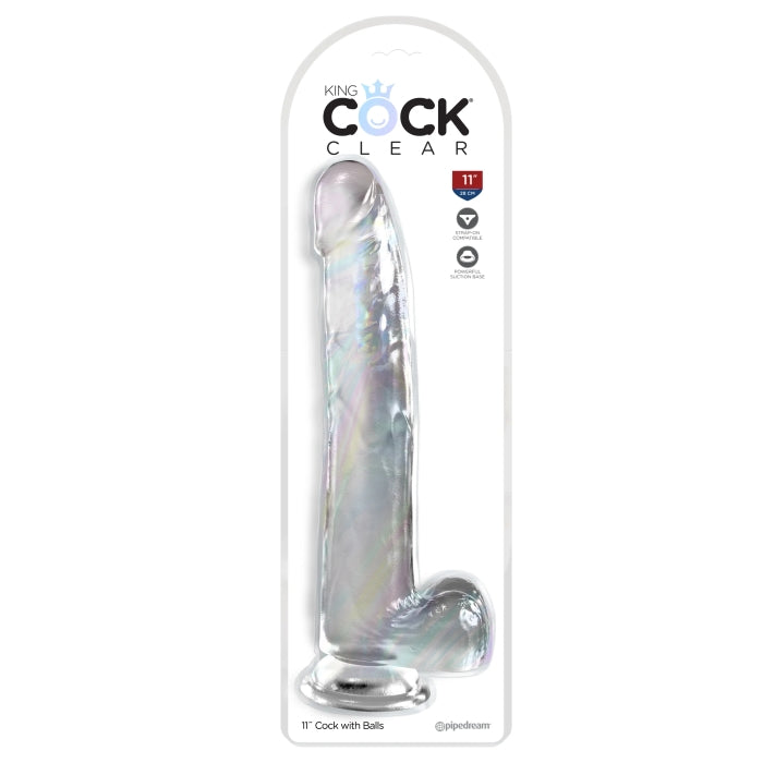 KING COCK CLEAR 11" W/ BALLS - CLEAR