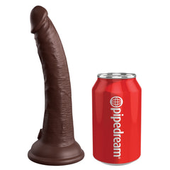 KING COCK ELITE 7" VIBE SILICONE DUAL DENSITY COCK -BROWN