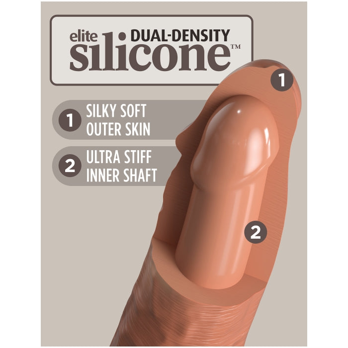 KING COCK ELITE 8" VIBE SILICONE DUAL DENSITY COCK - TAN