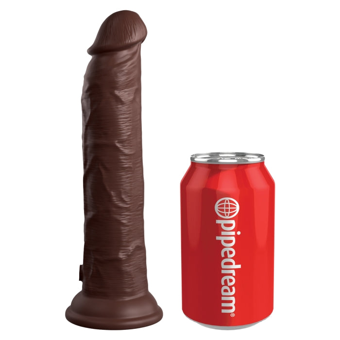 KING COCK ELITE 9" VIBE SILICONE DUAL DENSITY COCK - BROWN