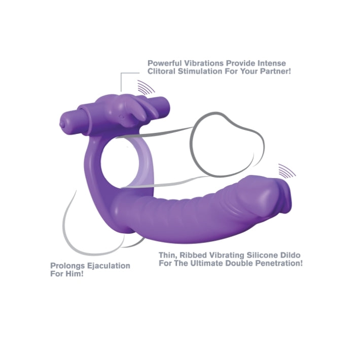 FANTASY C-RINGZ SILICONE DOUBLE PENETRATOR RABBIT - PURPLE