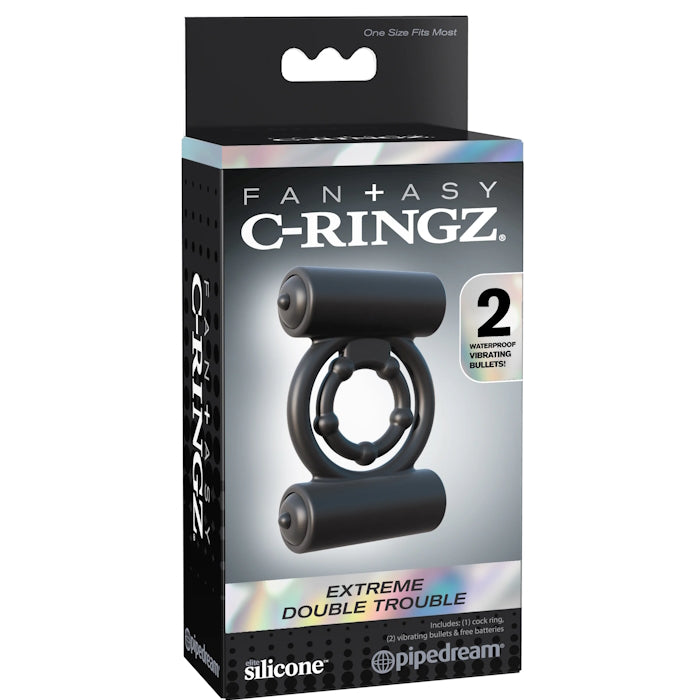 COCK RING BLACK FANTASY C RINGZ EXTREME DOUBLE TROUBLE