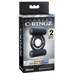 COCK RING BLACK FANTASY C RINGZ EXTREME DOUBLE TROUBLE