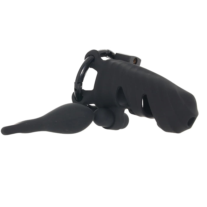 FANTASY C-RINGZ COCK BLOCKER WITH ASS-GASM PLUG  - BLACK