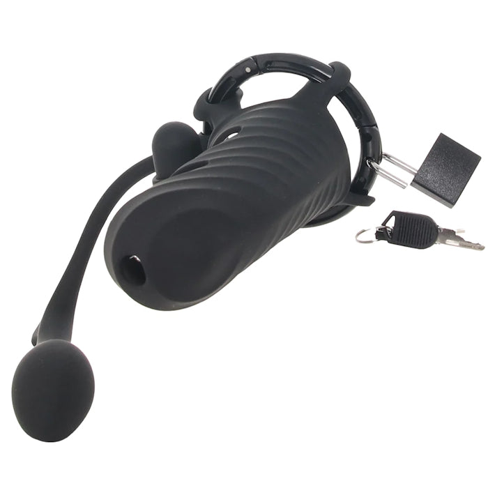 FANTASY C-RINGZ COCK BLOCKER WITH ASS-GASM PLUG  - BLACK