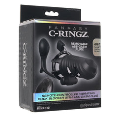 FANTASY C-RINGZ COCK BLOCKER WITH ASS-GASM PLUG  - BLACK