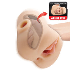 DOUBLE POUNDER VIBRATING SQUEEZE STROKER 7.75"  - LIGHT