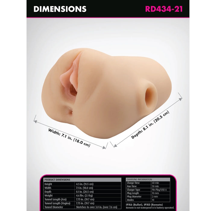DOUBLE POUNDER VIBRATING SQUEEZE STROKER 7.75"  - LIGHT
