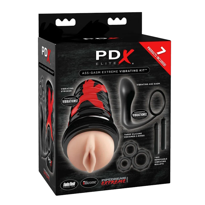 VIBRATING STROKER ASS-GASM KIT FLESH PDX ELITE