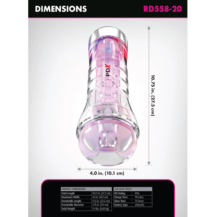 VIEWTUBE SEE-THRU EZ-GRIP LED STROKER XXL - CLEAR
