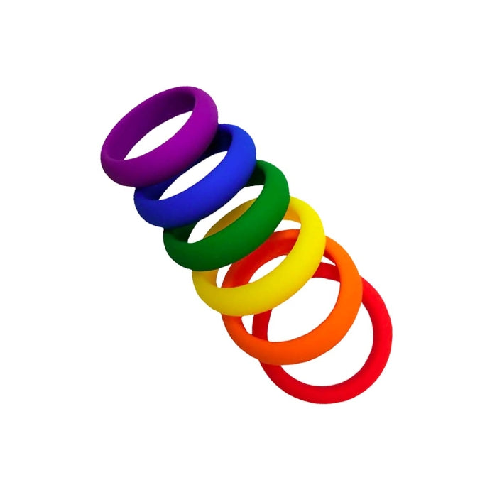 RAINBOW SILICONE COCKRING - 6PK