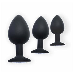 BUTT PLUG BLACK 2.75" THE RELUXER W/ SHIMMER JEWELS