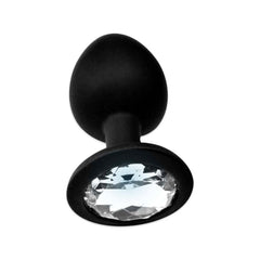 BUTT PLUG BLACK 2.75" THE RELUXER W/ SHIMMER JEWELS